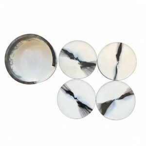 Handcrafted Custom‎ Black and White and Silver Epoxy Resin Coasters